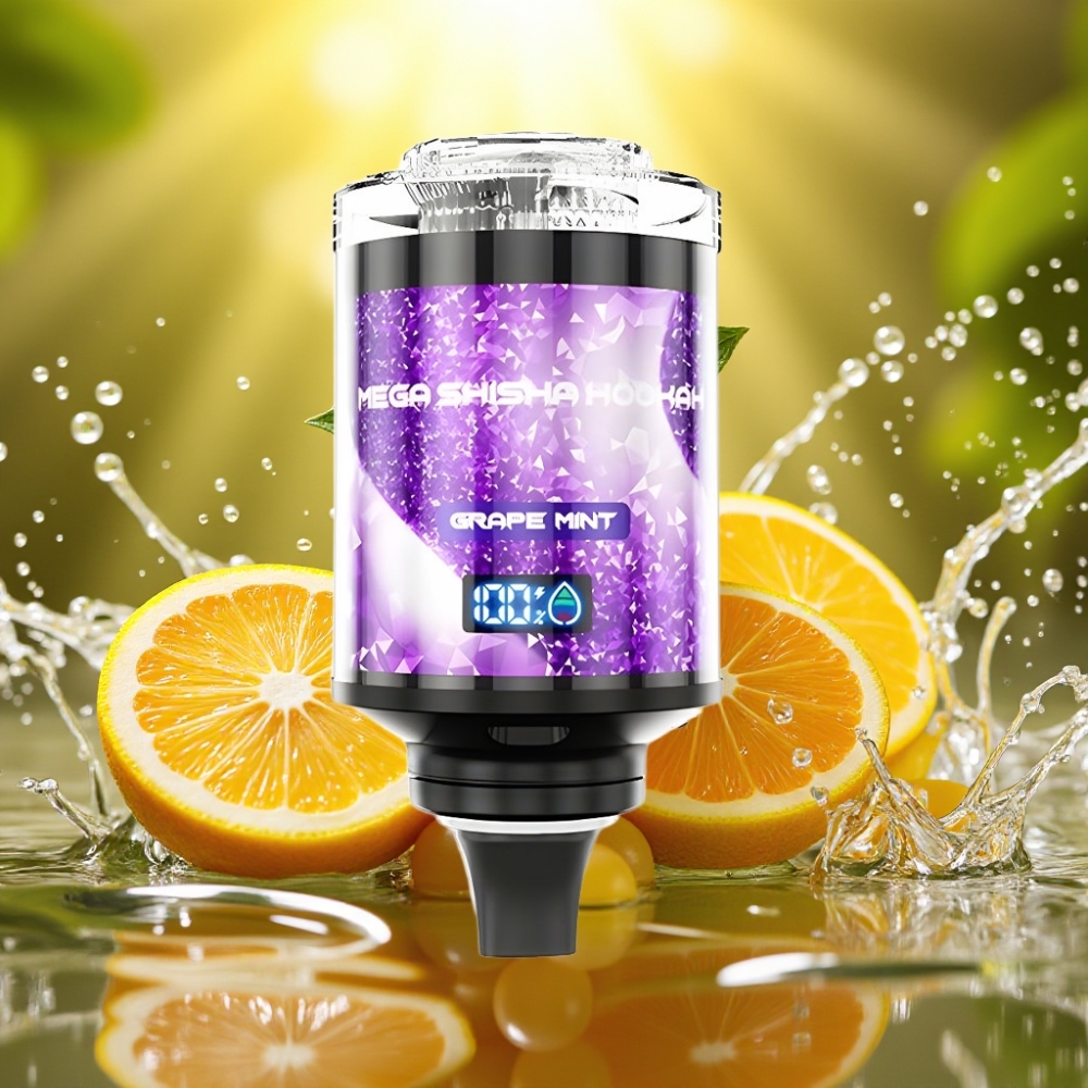 JNR Mega Shisha Hookah 100K Uva Hortelã 60ml 2200mAh Tela Inteligera Fluxo Ajustável