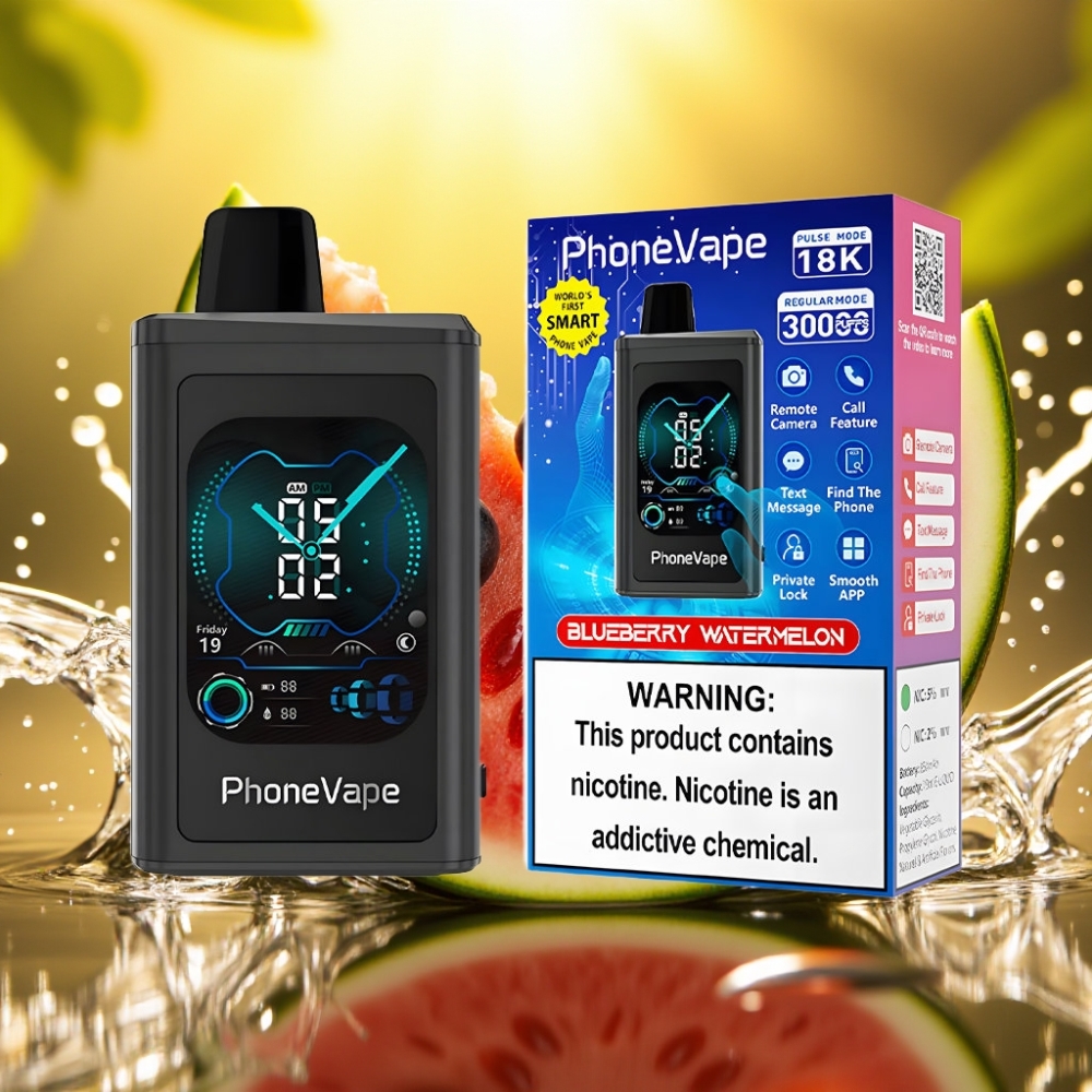 JNR PhoneVape 30000 puffs Disposable Vape Mirtilo Melancia Recarregável via USB-C Turbo Modo Ajustável Controle