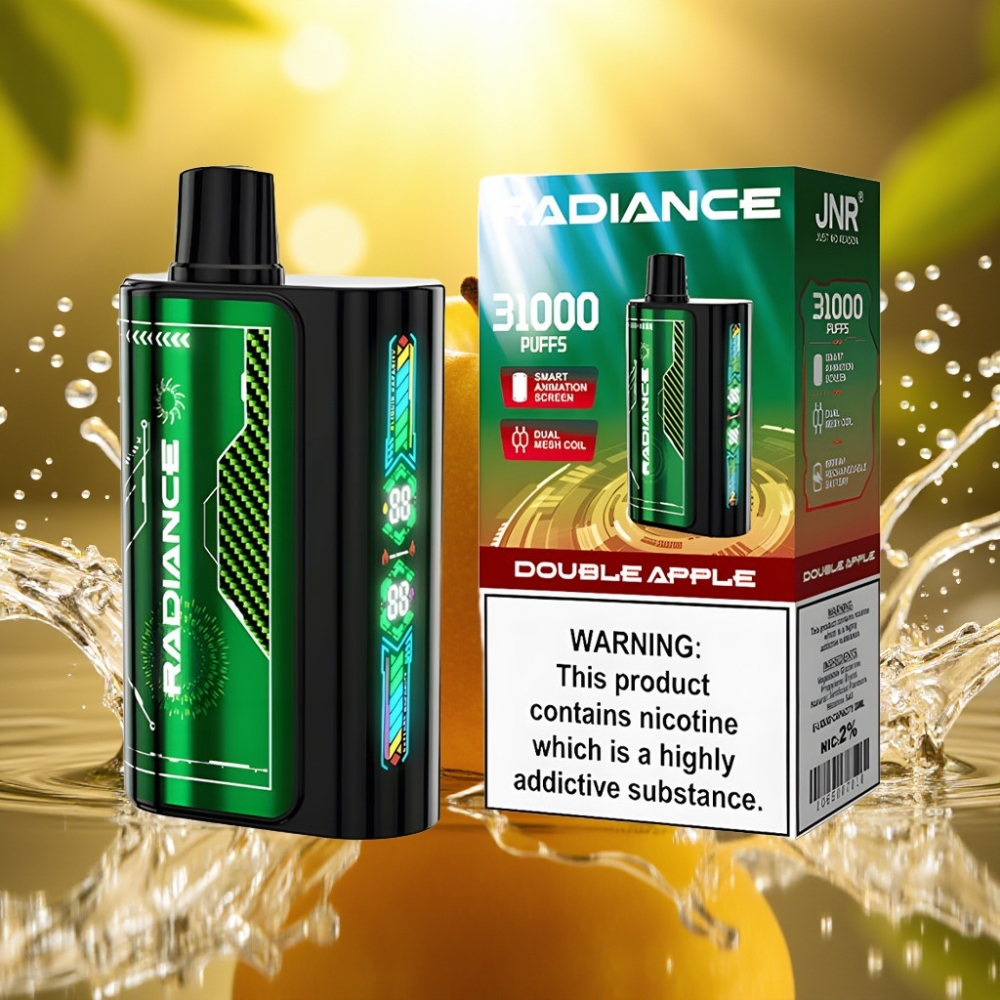 JNR Radiance 31000 Puffs 28ml Tela Animada Dual Mesh 950mAh Type-C 2% MAÇÃ DUPLA