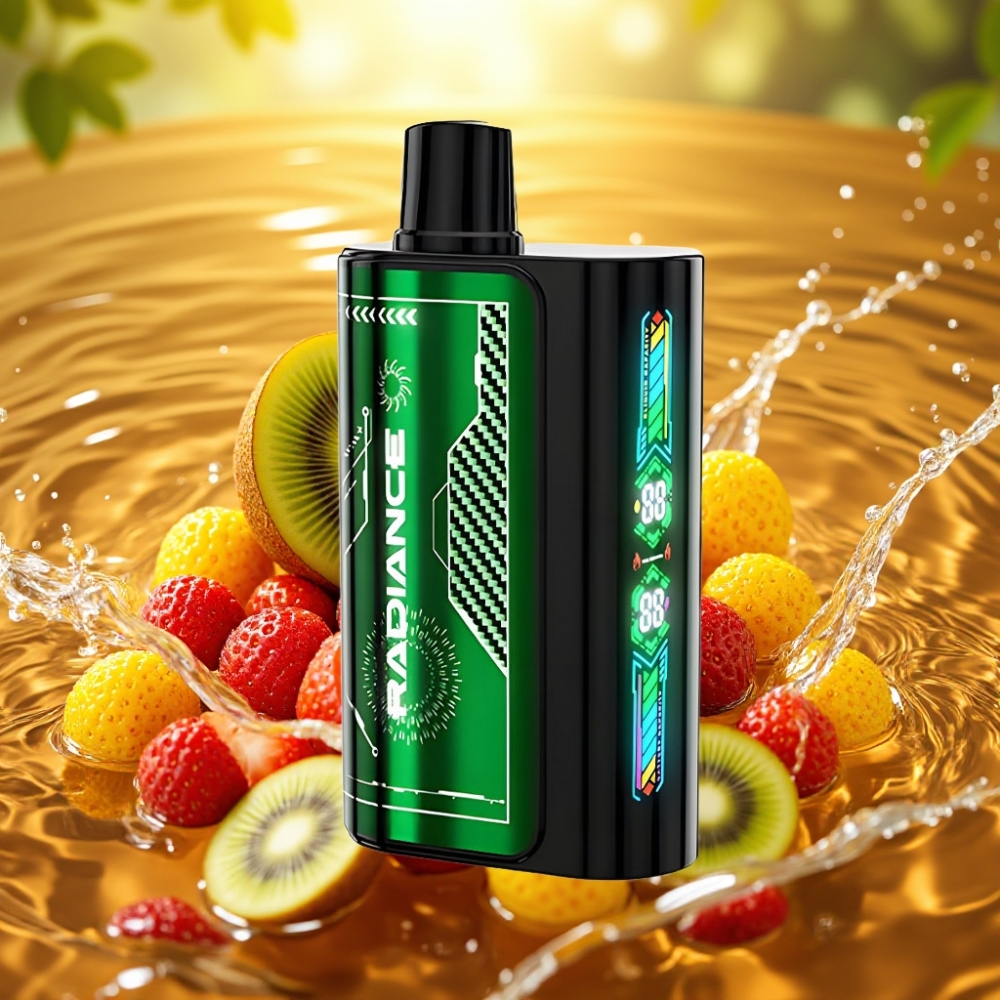 JNR Radiance 31000 Puffs 28ml Tela Animada Dupla Mesh Bateria 950mAh Morango Kiwi JNR Radiance 31000 Puffs 28ml Tela Animada Dupla Mesh Bateria 950mAh Morango Kiwi