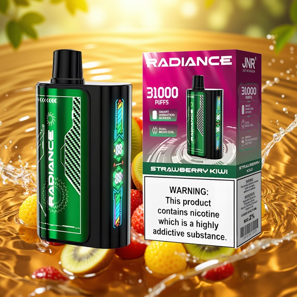 JNR Radiance 31000 Puffs 28ml Tela Animada Dupla Mesh Bateria 950mAh Morango Kiwi