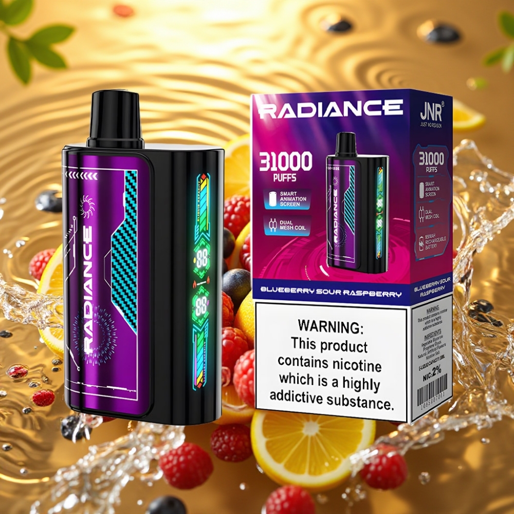 JNR Radiance 31000 Puffs 28ml Tela Inteligente Dual Mesh 950mAh Type-C MIRTIPO AZUL FRAMBOESA ÁCIDA