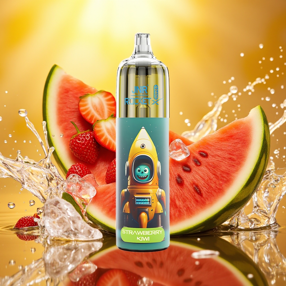 JNR Rocket-X 12400 Puffs 25ml 850mAh Tipo-C RGB Airflow Ajustável 1.2ohm Morango Melancia Gelo