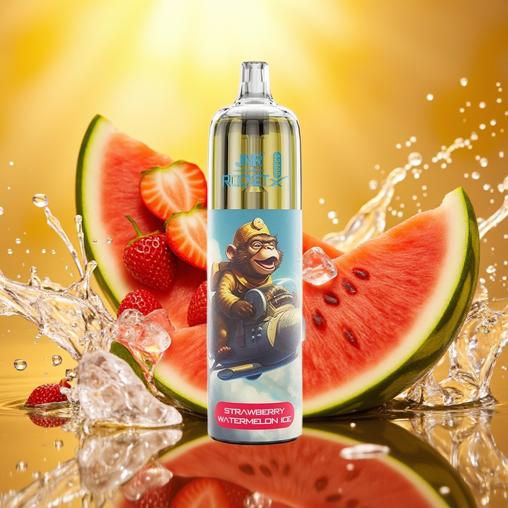 JNR Rocket-X 12400 Puffs 25ml 850mAh Tipo-C RGB Airflow Ajustável 1.2ohm Morango Melancia Gelo