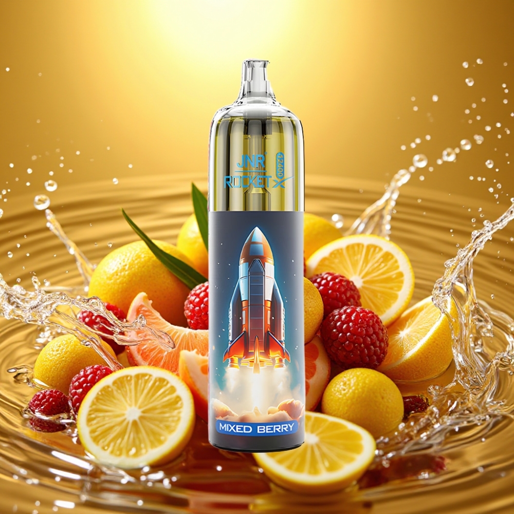 JNR Rocket-X 12400 Puffs Disposable Vape Frutas Silvestres Fluxo de Ar Ajustável RGB 1.2ohm 850mAh 25ml Tipo-C