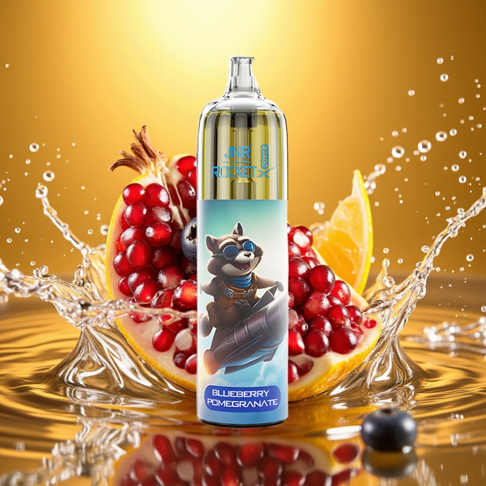 JNR Rocket-X 12400 Puffs Disposable Vape Mirtilo Romã Fluxo de Ar Ajustável RGB 1.2ohm Mesh 850mAh 25ml Tipo-C