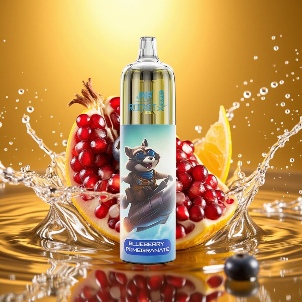 JNR Rocket-X 12400 Puffs Disposable Vape Mirtilo Romã Fluxo de Ar Ajustável RGB 1.2ohm Mesh 850mAh 25ml Tipo-C