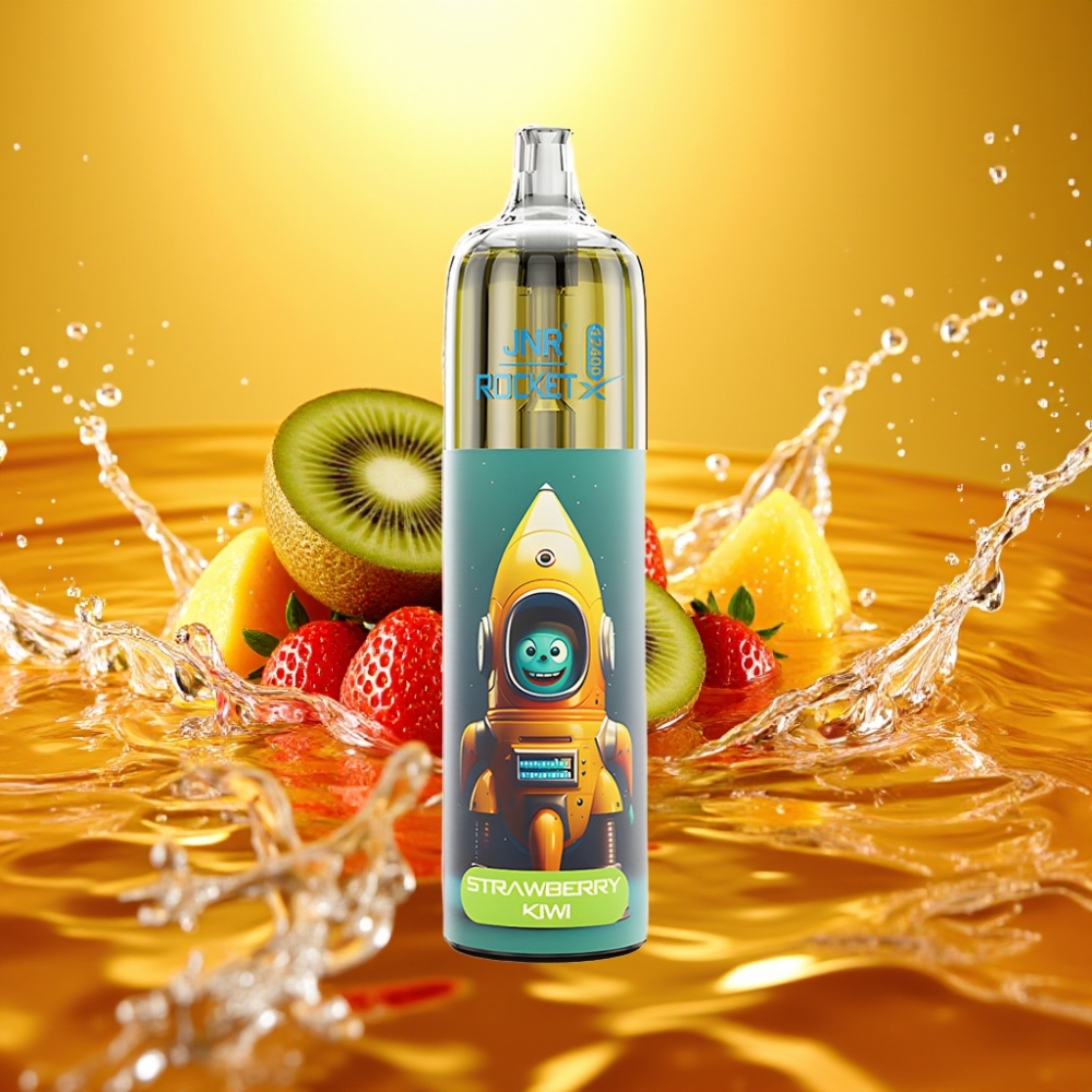 JNR Rocket-X 12400 Puffs Disposable Vape Morango-Kiwi Ajustável RGB Mesh 1.2ohm 850mAh 25ml Tipo-C