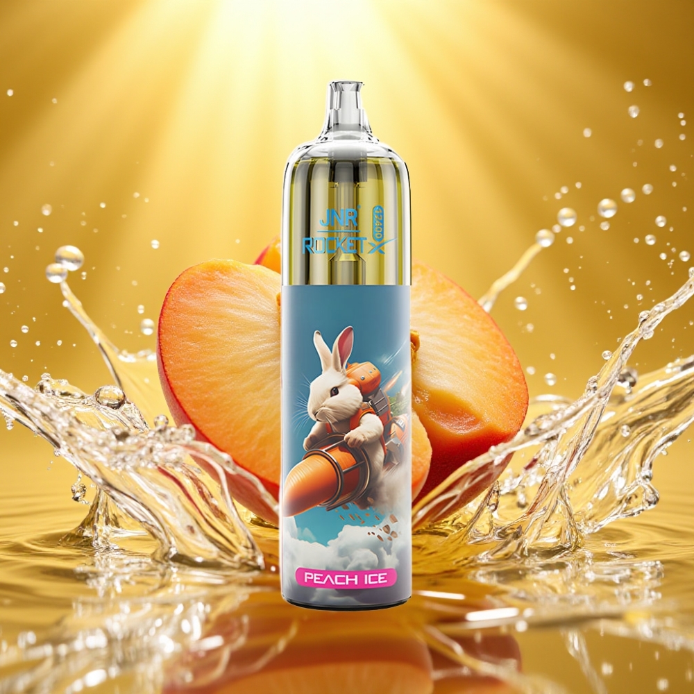 JNR Rocket-X 12400 Puffs Disposable Vape Pêssego Gelo RGB Tipo-C 850mAh 25ml 1.2ohm