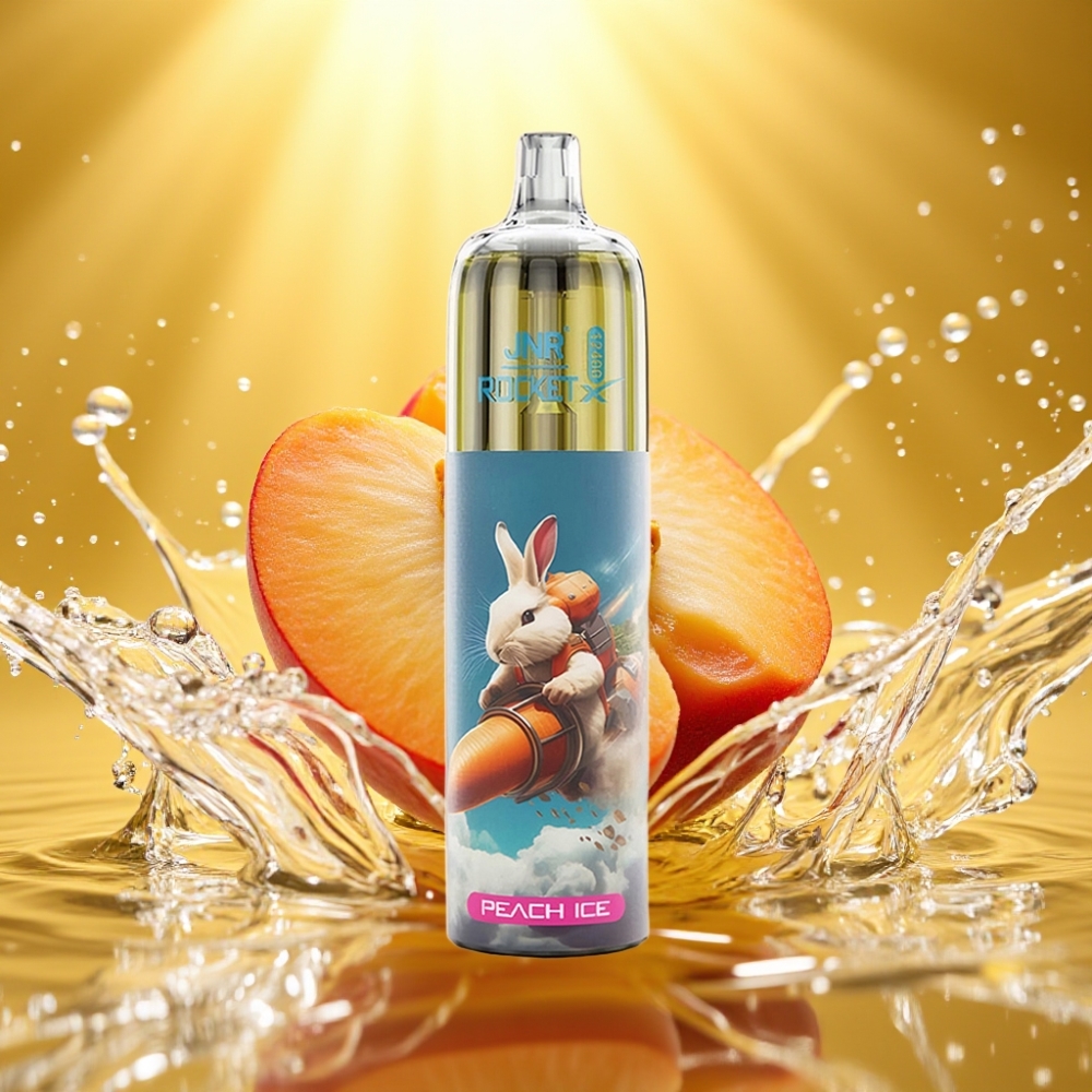 JNR Rocket-X 12400 Puffs Disposable Vape Pêssego Gelo RGB Tipo-C 850mAh 25ml 1.2ohm