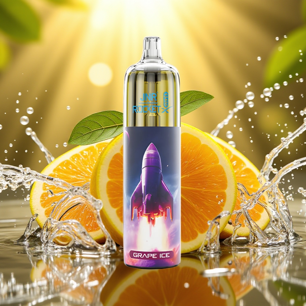 JNR Rocket-X 12400 Puffs Disposable Vape Uva Gelo com Fluxo de Ar Ajustável, RGB, 1.2ohm, 850mAh, 25ml, Tipo-C