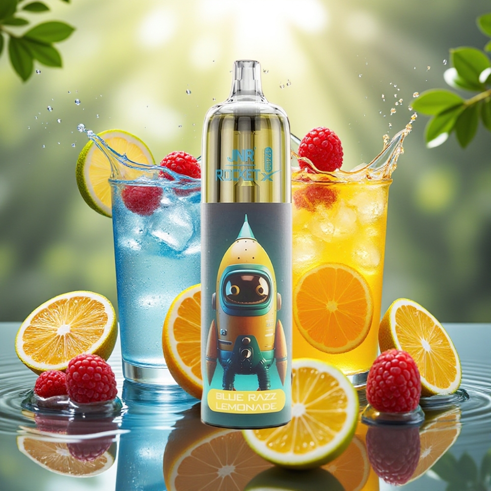 JNR Rocket-X 12400 Puffs Vaporizador Descartável Ajustável RGB Limão Framboesa Azul 850mAh Tipo-C 25ml 1.2ohm