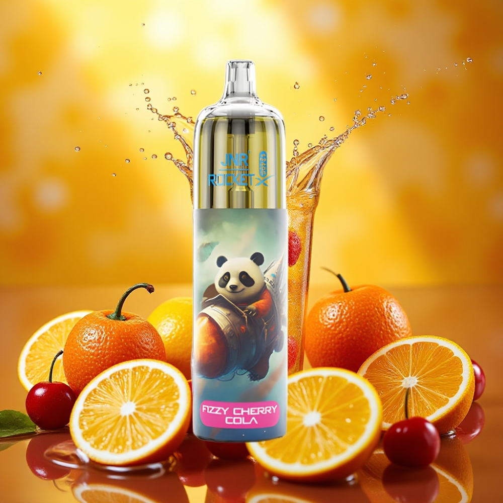 JNR Rocket-X 12400 Puffs Vaporizador Descartável Refri Cereja Fizz Fluxo de Ar Ajustável RGB 1.2ohm 850mAh 25ml Tipo-C