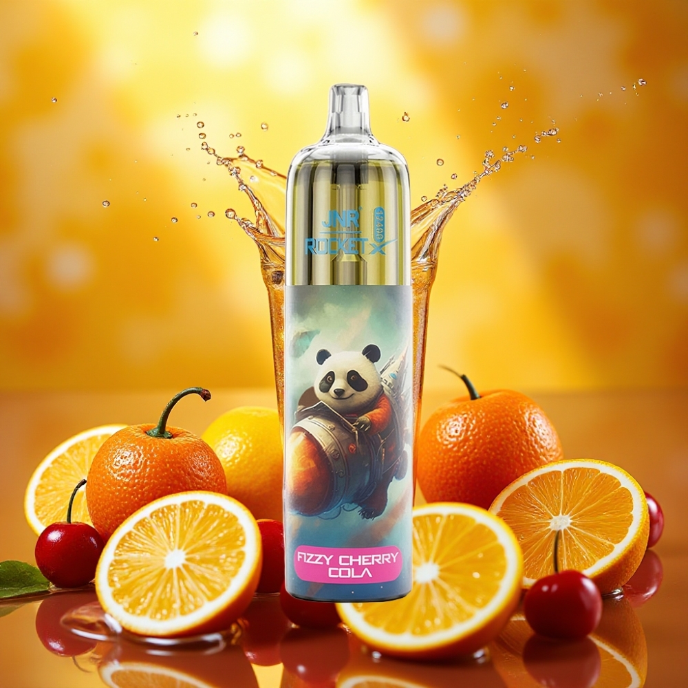 JNR Rocket-X 12400 Puffs Vaporizador Descartável Refri Cereja Fizz Fluxo de Ar Ajustável RGB 1.2ohm 850mAh 25ml Tipo-C