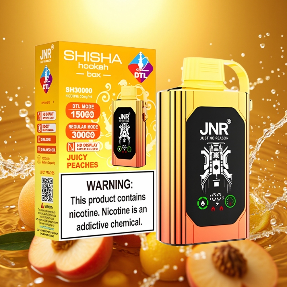 JNR Shisha Hookah Box 20500 Puffs Disposable Vape Pêssegos Suculentos HD Display 1000mAh 25ml Dual Mesh Coil Type-C 0%2%5%