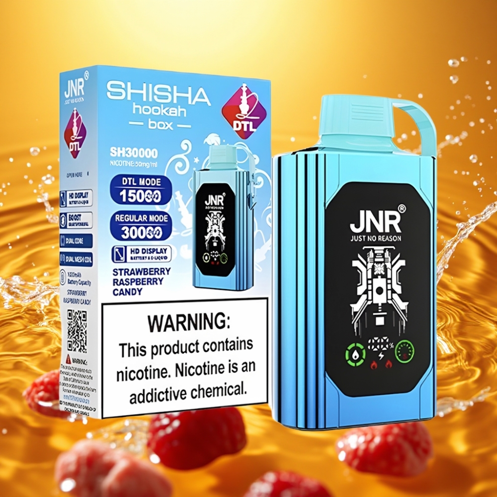 JNR Shisha Hookah Box 20500 Puffs HD Display 1000mAh 25ml Dual Mesh Coil Type-C Morango Framboesa Doce