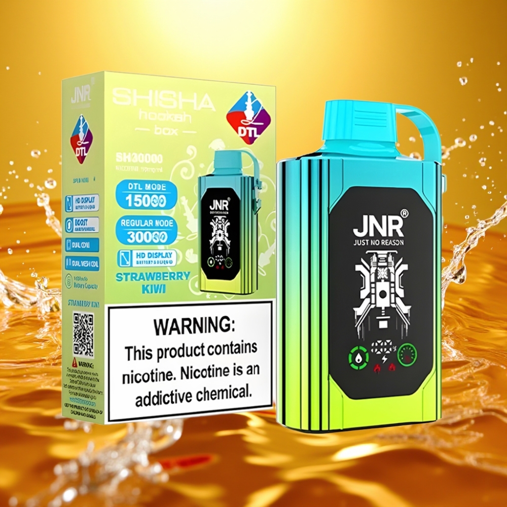 JNR Shisha Hookah Box 20500 Puffs HD Display 1000mAh 25ml Dual Mesh Coil Type-C Morango Kiwi