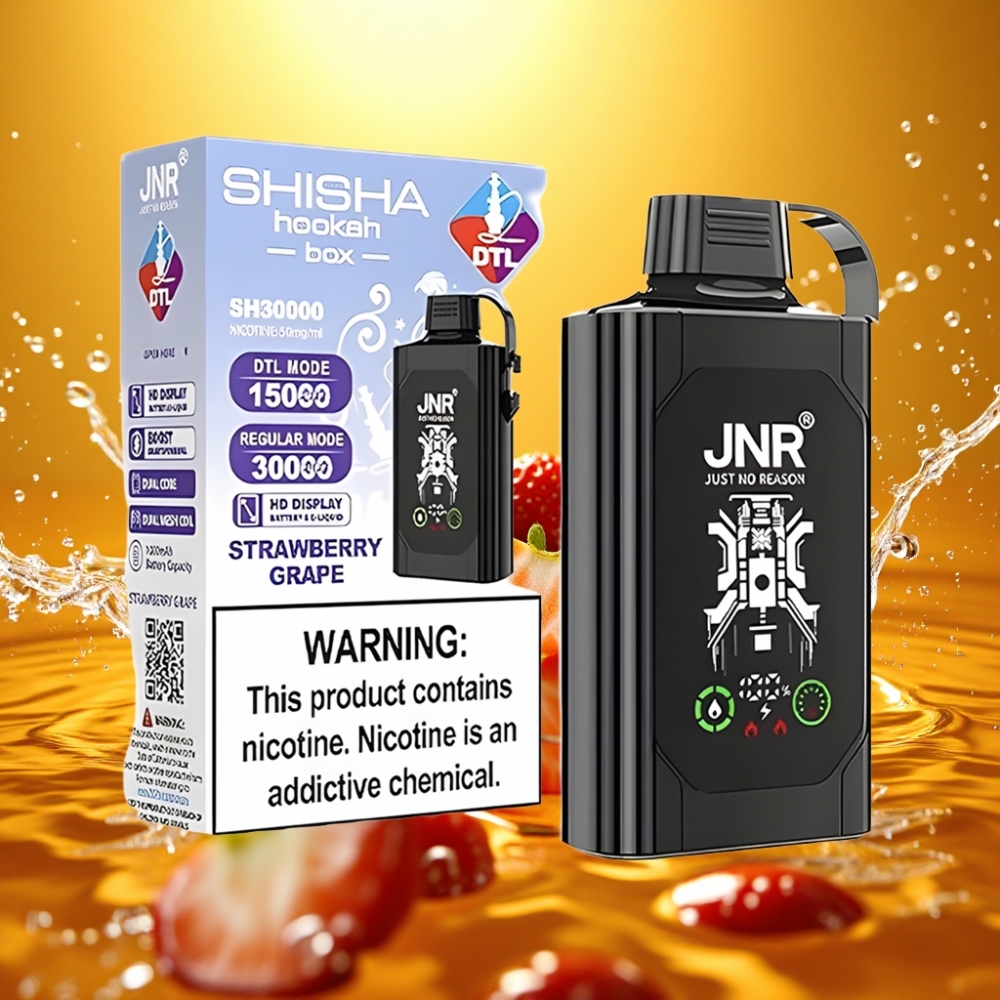 JNR Shisha Hookah Box 20500 Puffs HD Display 1000mAh 25ml Dual Mesh Coil Type-C Morango Uva