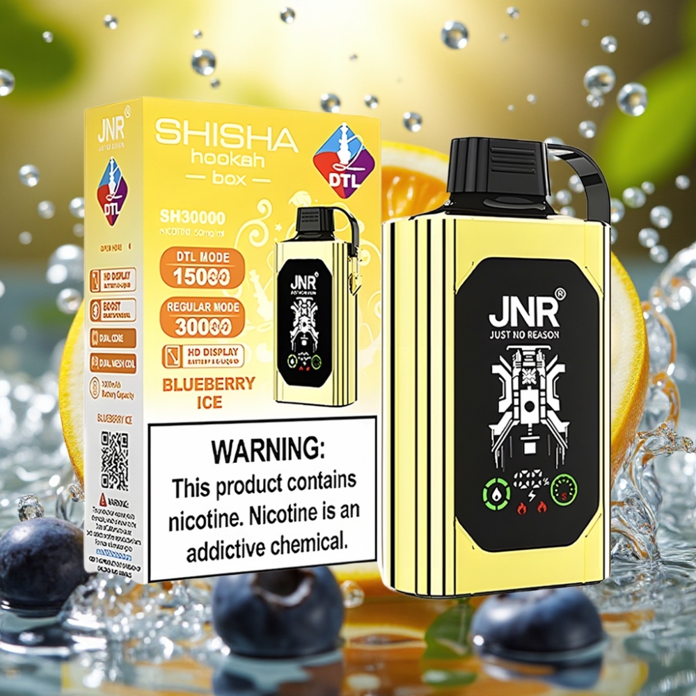 JNR Shisha Hookah Box 20500 Puffs HD Display 1000mAh Type-C Mirtilo Gelo Dual Mesh Coil