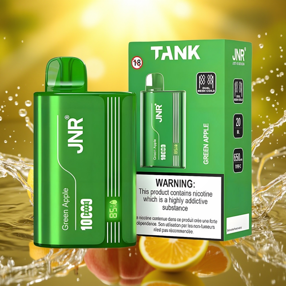 JNR Tank 10000 Puffs Recarregável Digital Maçã Verde Pêssego Pêra Ajustável Tipo-C
