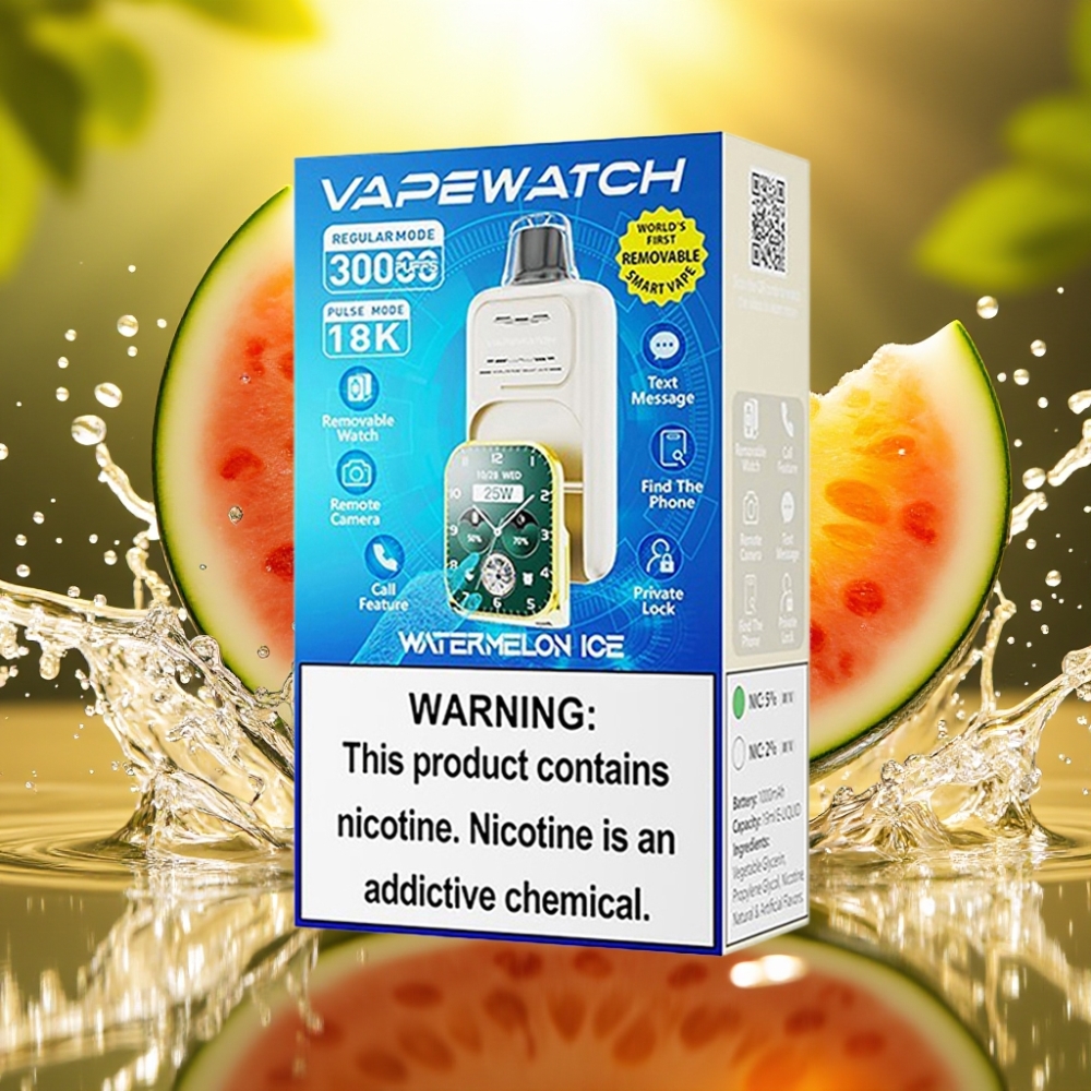 JNR VapeWatch 30000 Puffs 1000mAh 19mL 5% Dual Mesh Tipo-C Melancia Gelo