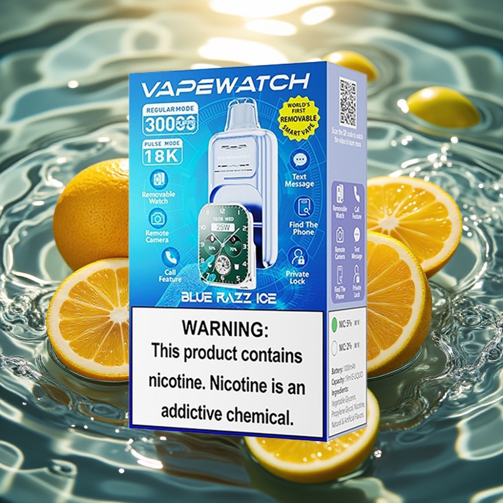 JNR VapeWatch 30000 Puffs 1000mAh 19mL 5% Dual Mesh Type-C Blue Razz Ice