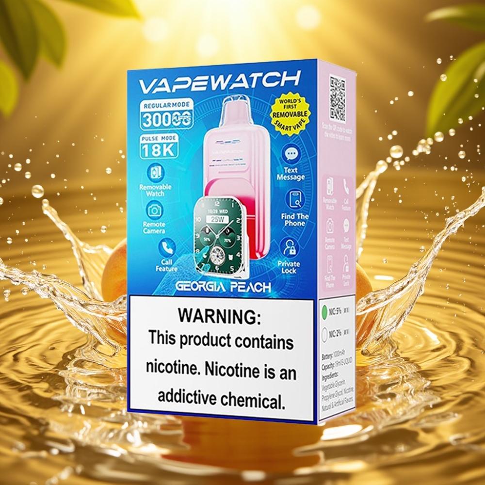 JNR VapeWatch 30000 Puffs 1000mAh Type-C Pêssego Geórgia Dual Mesh 19mL 5%