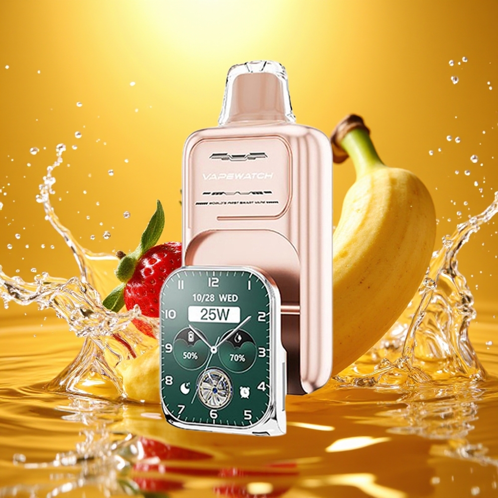 JNR VapeWatch 30000 Puffs Dual Mesh 19mL Morango Banana Type-C 1000mAh JNR VapeWatch 30000 Puffs Dual Mesh 19mL Morango Banana Type-C 1000mAh