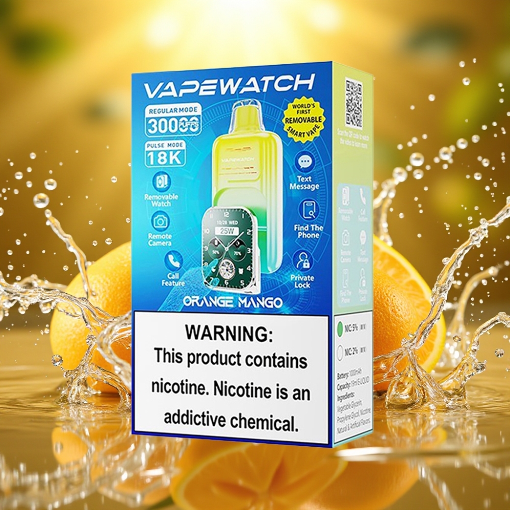 JNR VapeWatch 30000 Puffs Dual Mesh 5% Nic Laranja Manga Type-C 1000mAh 19mL