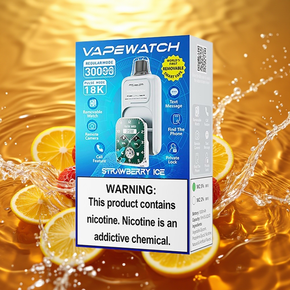 JNR VapeWatch 30000 Puffs Dual Mesh Type-C Morango Gelo 1000mAh 19mL 5%