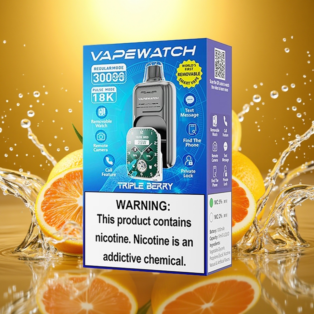 JNR VapeWatch 30000 Puffs Triple Bagas Disposable Vape 1000mAh 19mL 5% Dual Mesh Coil Type-C