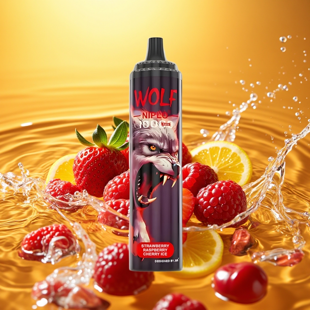 JNR Wolf Niplo 10000 Puffs 1.0 Ohm 650mAh Type-C Morango Framboesa Cereja Gelo JNR Wolf Niplo 10000 Puffs 1.0 Ohm 650mAh Type-C Morango Framboesa Cereja Gelo