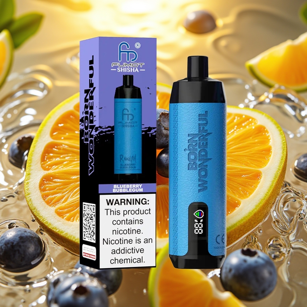 RandM Fumot Shisha 10000 Puffs 18ml 850mAh 0.6ohm Tipo-C 0.5% Nic Mirtilo Chiclete