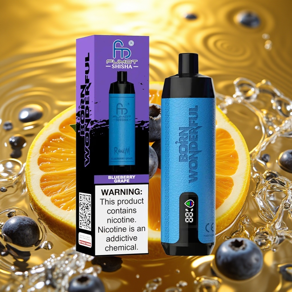 RandM Fumot Shisha 10000 Puffs 18ml 850mAh 0.6ohm Tipo-C Mirtilo Uva 0.5% Nic