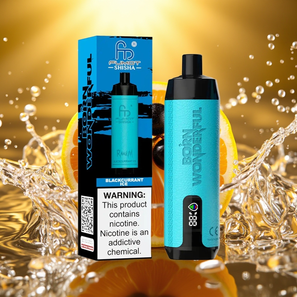 RandM Fumot Shisha 10000 Puffs 18ml 850mAh 0.6ohm Type-C 0.5% Nic Groselha Gelo
