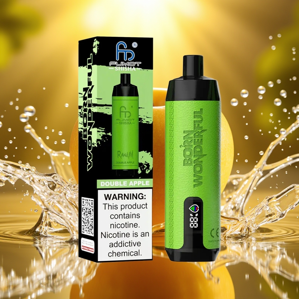 RandM Fumot Shisha 10000 Puffs 18ml 850mAh 0.6ohm Type-C 0.5% Nic Maçã Dupla