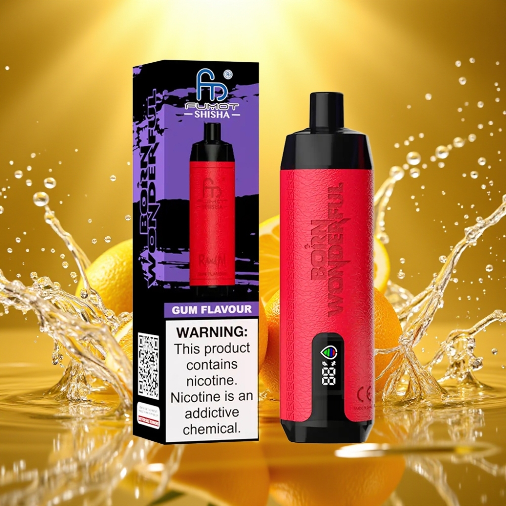 RandM Fumot Shisha 10000 Puffs Disposable Vape Sabor Chiclete LED Tipo-C 0.6ohm 18ml