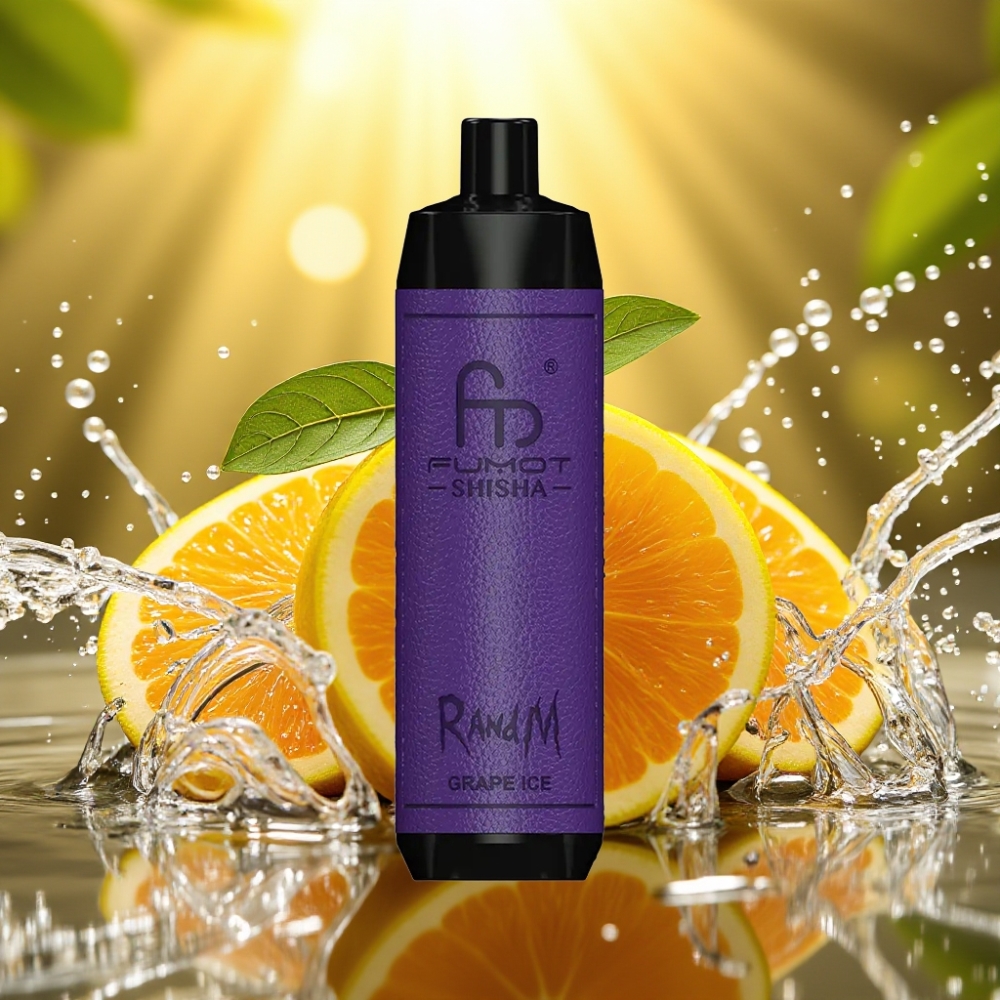 RandM Fumot Shisha 10000 Puffs LED 18ml 850mAh 0.6ohm Tipo-C 0.5% Nic Gelo Uva