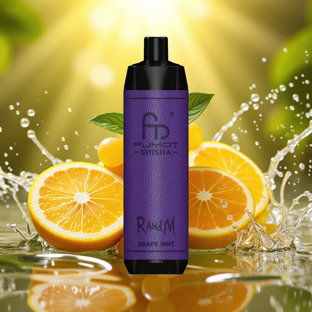 RandM Fumot Shisha 10000 Puffs LED 18ml Tipo-C Uva Hortelã 0.5% Nic