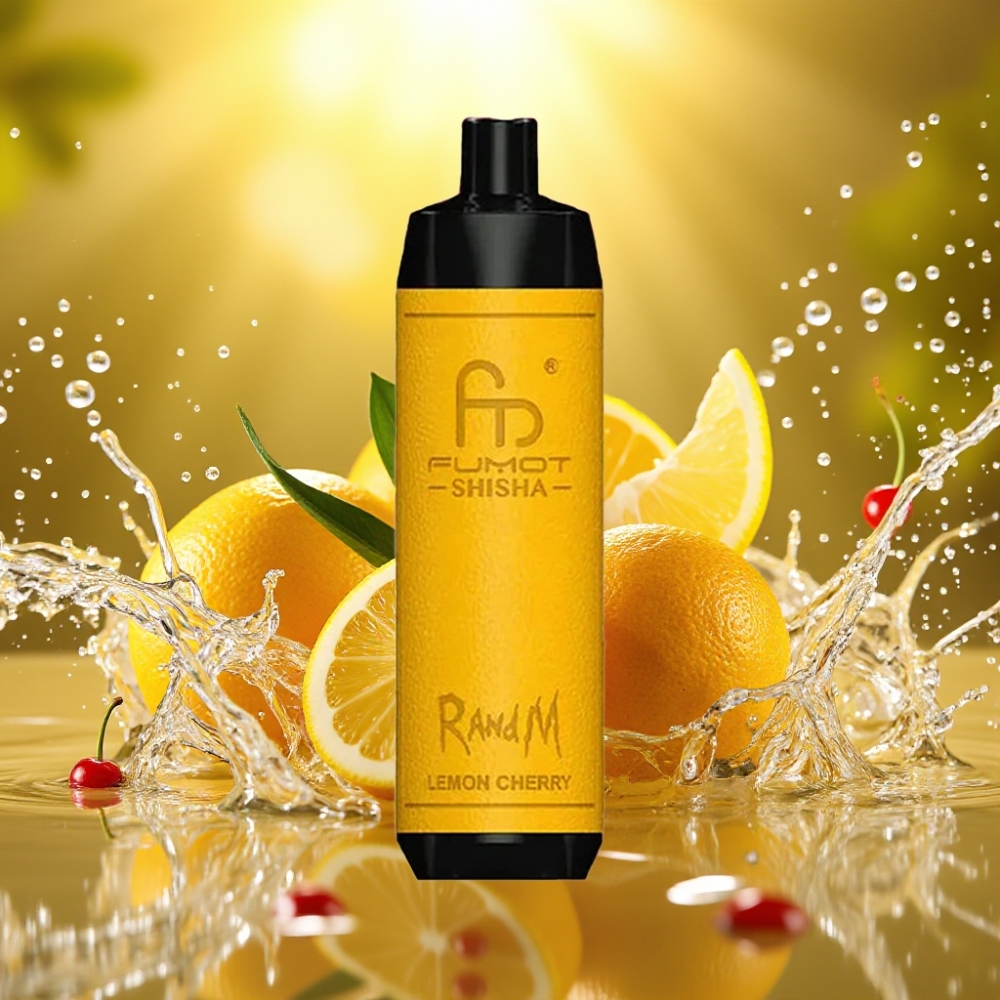 RandM Fumot Shisha 10000 Puffs LED Tipo-C 18ml 850mAh 0.6ohm 0.5% Nic Limão Cereja