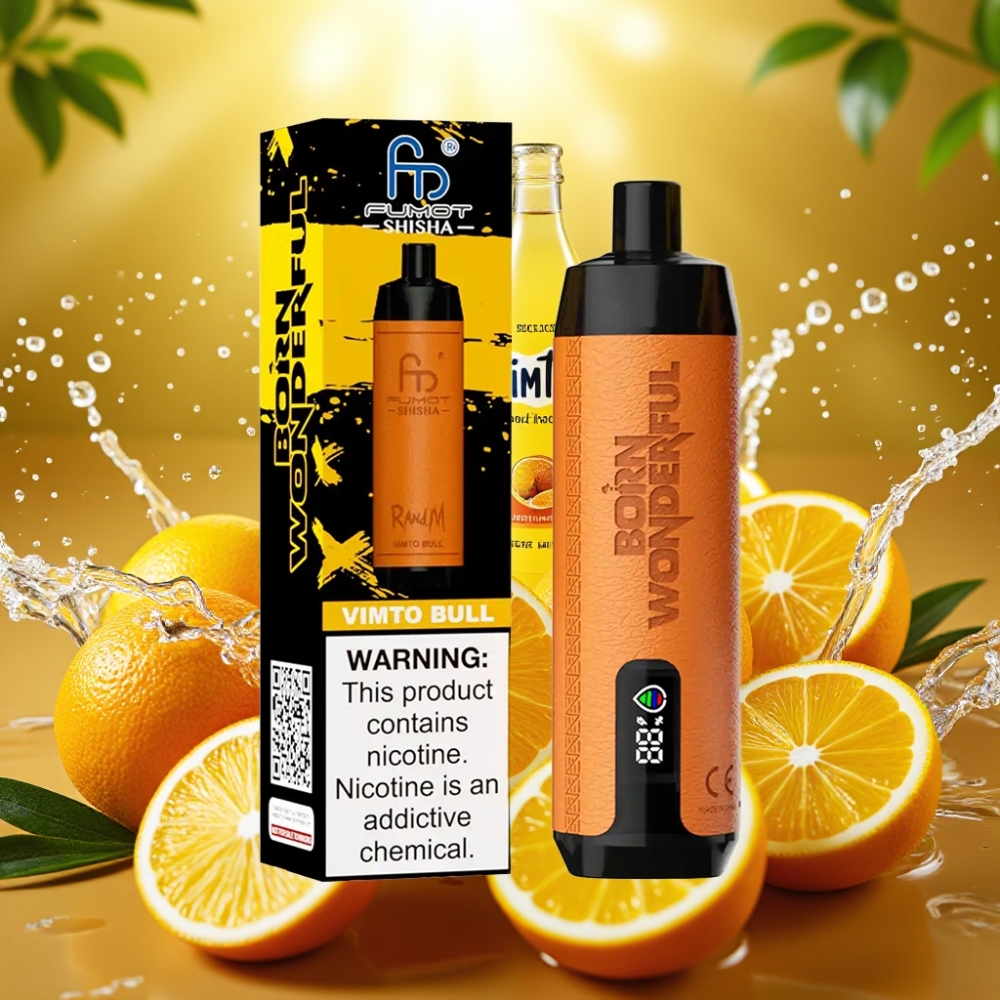 RandM Fumot Shisha 10000 Puffs LED Tipo-C 18ml 850mAh 0.6ohm 0.5% Nic Sabor Vimto Bull