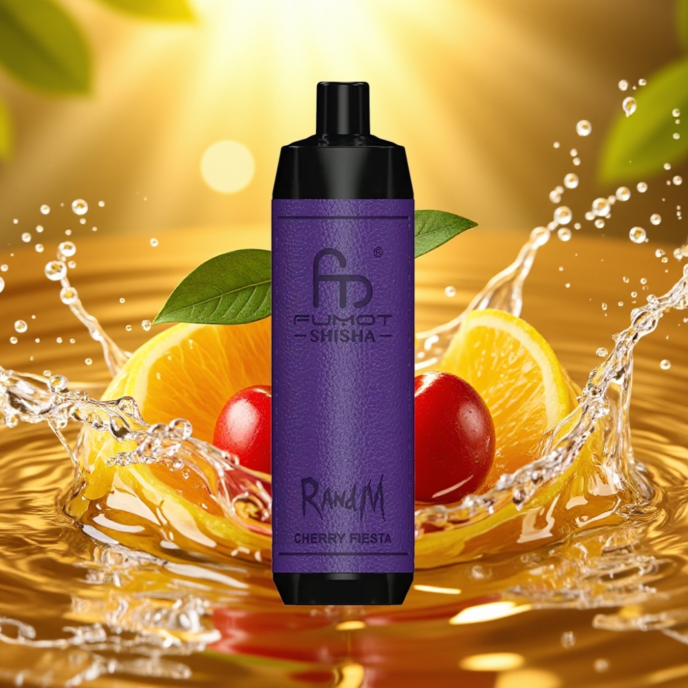 RandM Fumot Shisha 10000 Puffs LED Tipo-C 18ml 850mAh 0.6ohm Cereja Fiesta