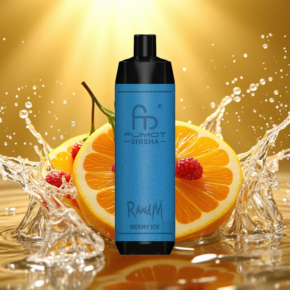 RandM Fumot Shisha 10000 Puffs LED Tipo-C 18ml 850mAh 0.6ohm Mesh Gelo de Bagas