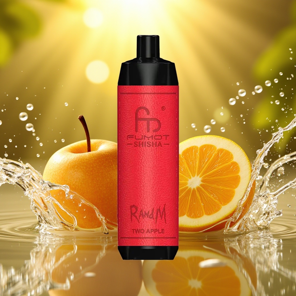 RandM Fumot Shisha 10000 Puffs LED Tipo-C Duas Maçãs 18ml 850mAh 0.6ohm 0.5% Nic