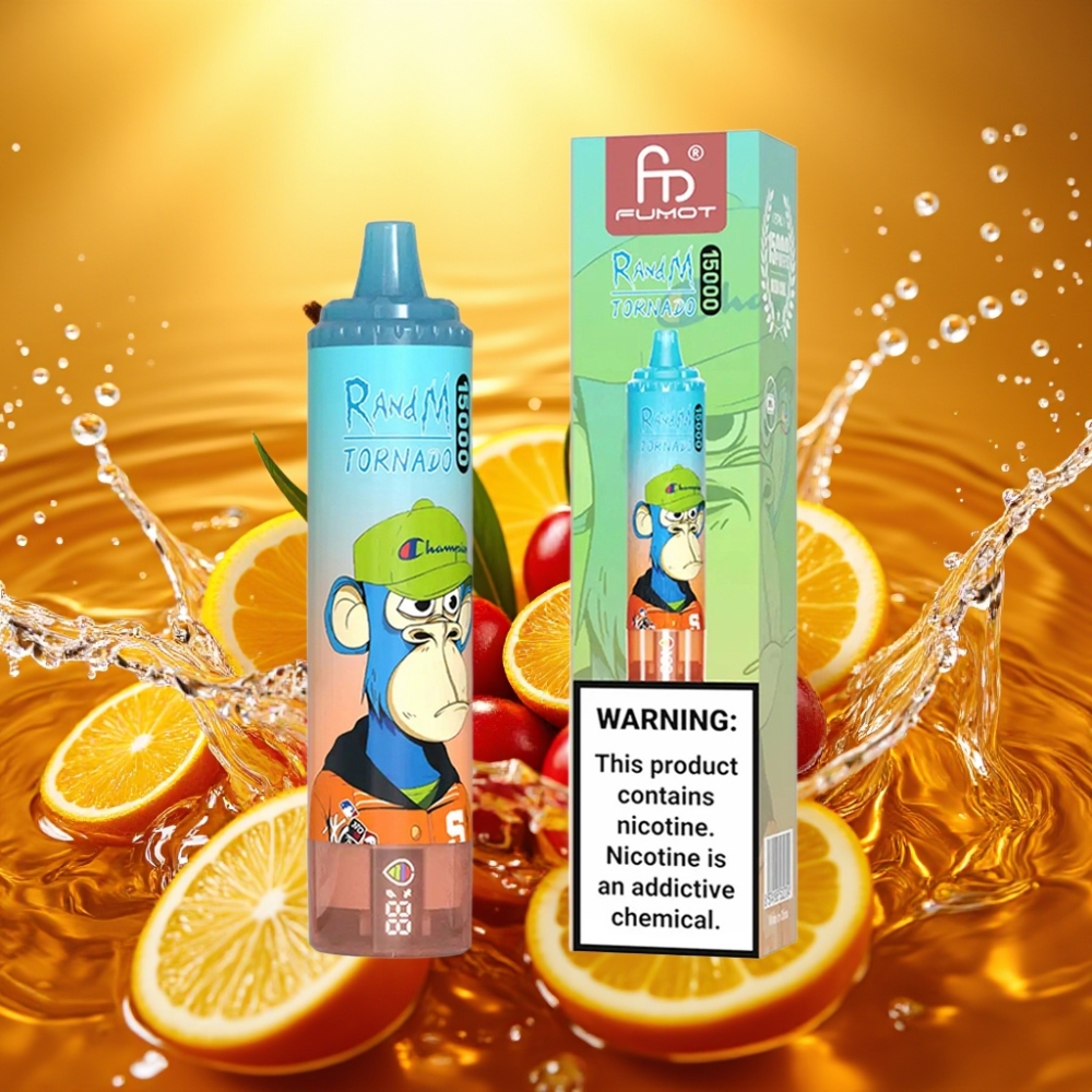 RandM Fumot Tornado 15000 Puffs 25ml 850mAh 0.9Ohm Mesh LCD USB-C Cereja-Cola