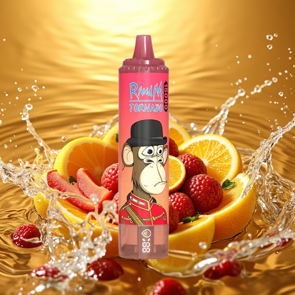 RandM Fumot Tornado 15000 Puffs 25ml 850mAh 0.9Ohm Mesh LCD USB-C Gelo Energia Vermelha