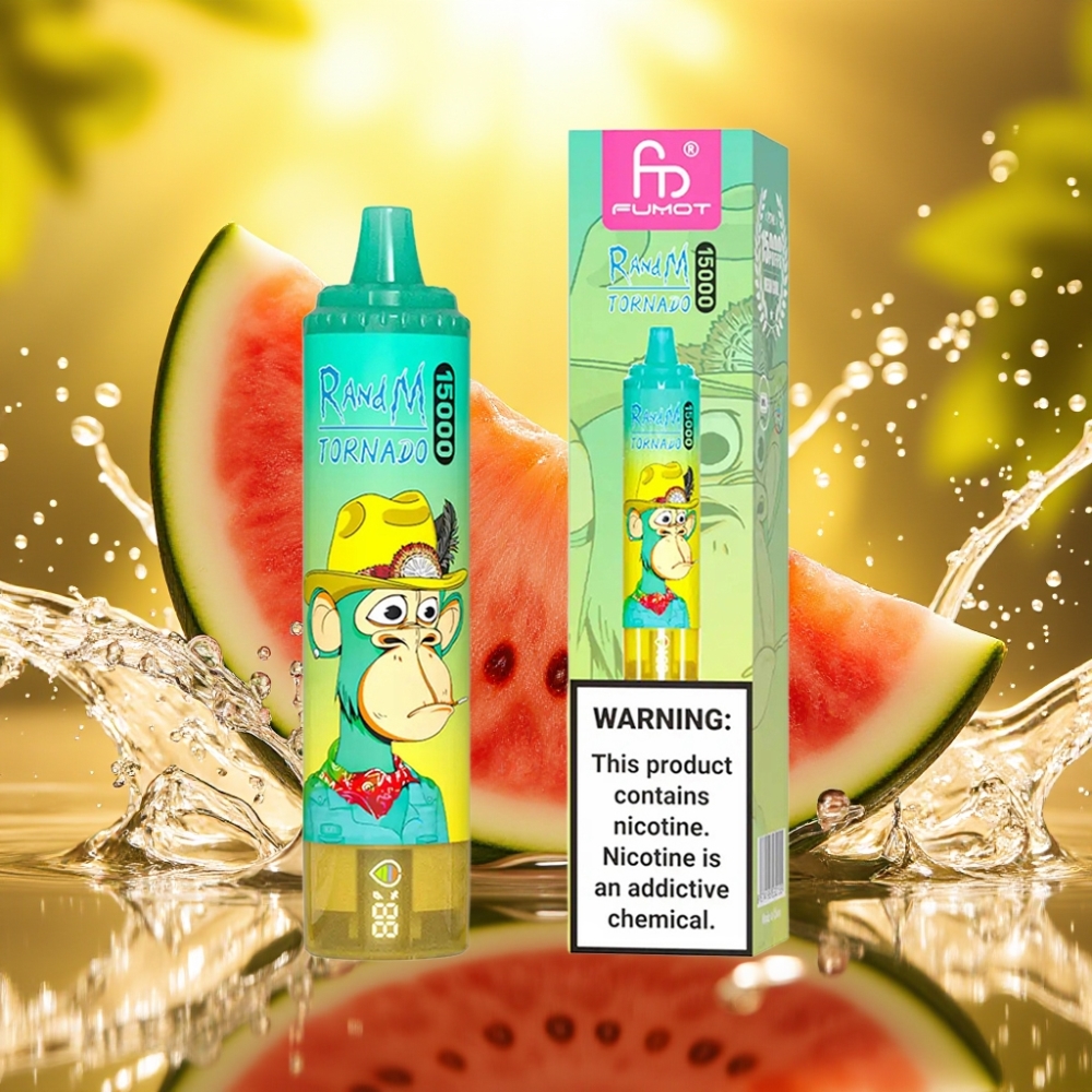 RandM Fumot Tornado 15000 Puffs 25ml 850mAh 0.9Ohm Mesh USB-C LCD Melancia Gelo