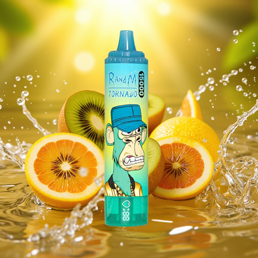 RandM Fumot Tornado 15000 Puffs 25ml 850mAh 0.9 Ohm Mesh Kiwi Maracujá Goiaba USB-C LCD