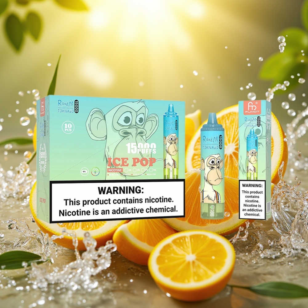 RandM Fumot Tornado 15000 Puffs 25ml 850mAh 0.9 Ohm Mesh Tipo-C LCD Gelado Pop
