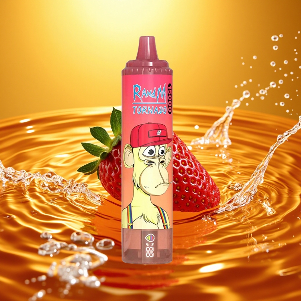 RandM Fumot Tornado 15000 Puffs 25ml 850mAh LCD Tipo-C Morango Red Bull